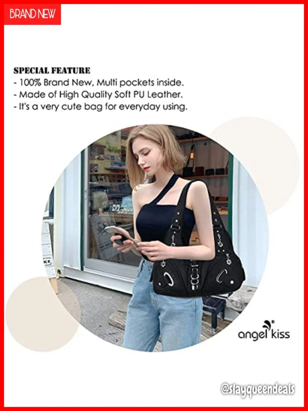 Washed PU Leather Large Hobo Handbag Shoulder Bag Satchel